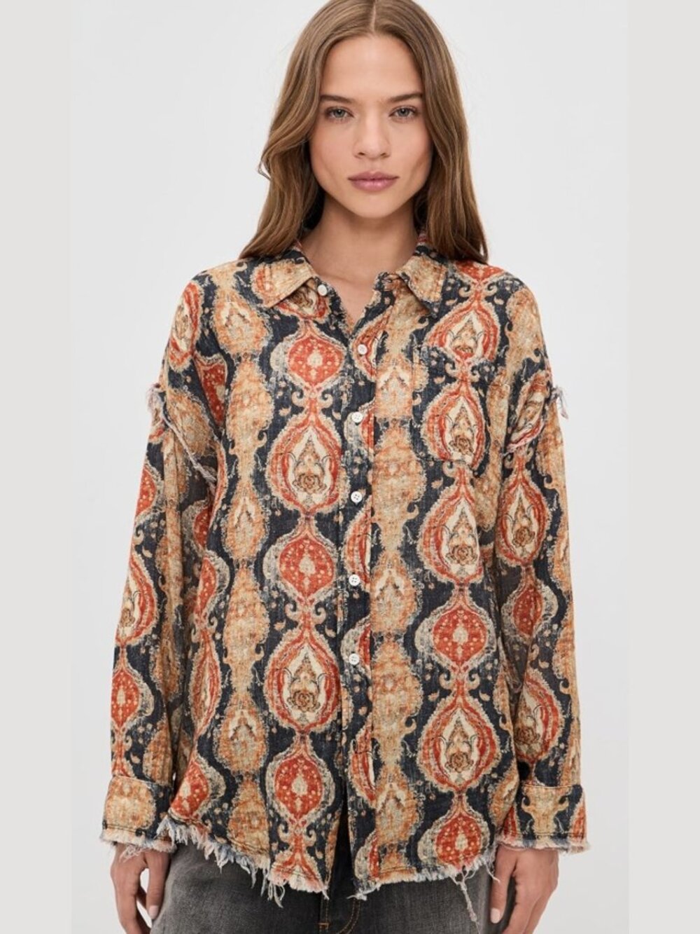 R13 NWOT Shredded Seam Drop Neck Shirt S